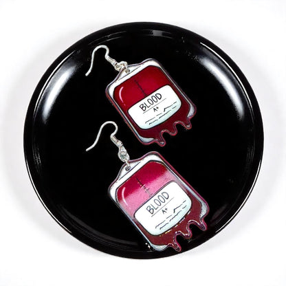 Blood Bag Dangle Earrings - Quirky and Unique Statement Jewelry for Medical Enthusiasts
