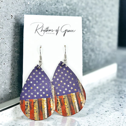 Patriotic Red, White, and Blue Teardrop Dangle Earrings – 4 Unique Styles