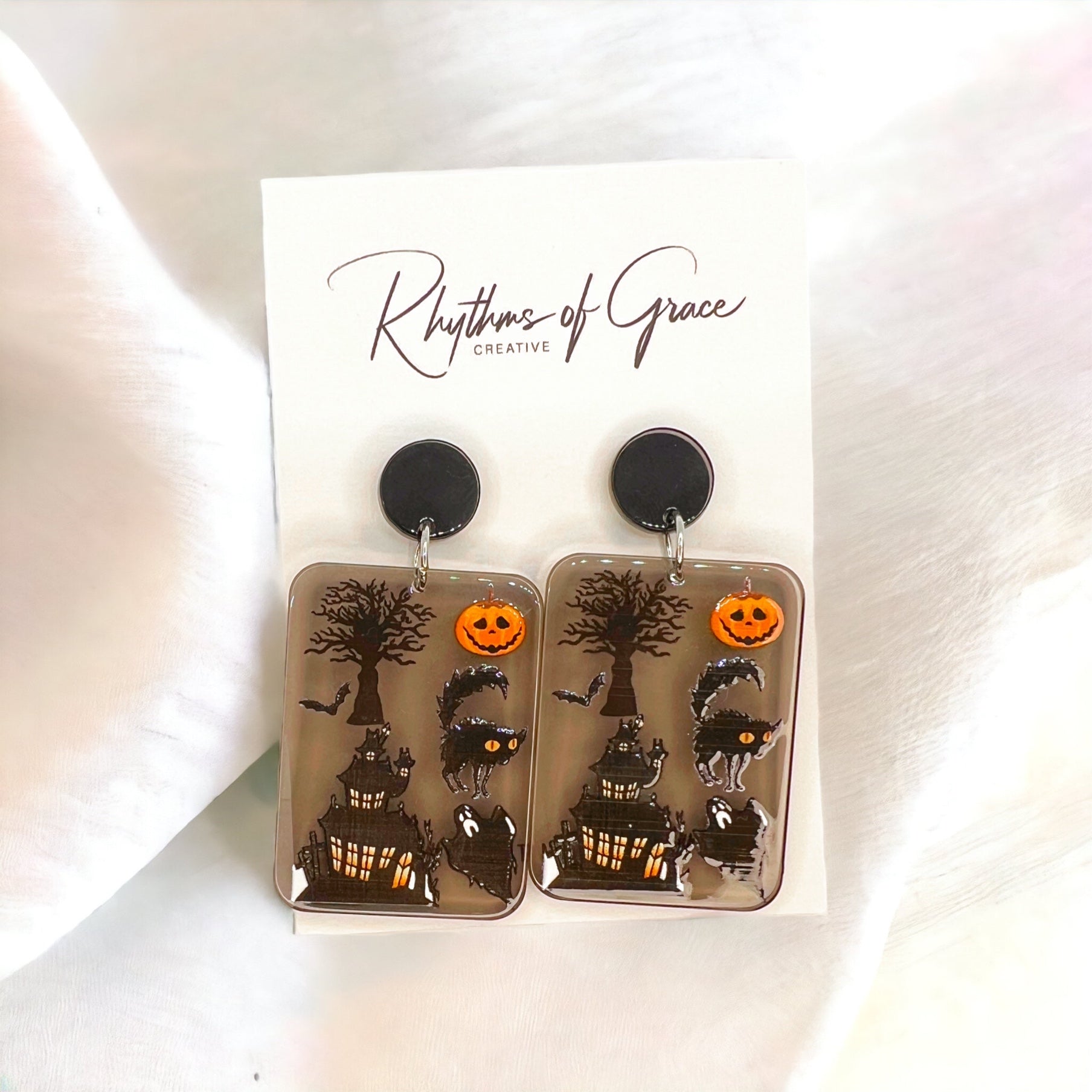 Halloween Earrings - Halloween Jewelry, Haunted House, Halloween Accessories, Trick or Treat, Halloween Costume - Rhythms of Grace Creative