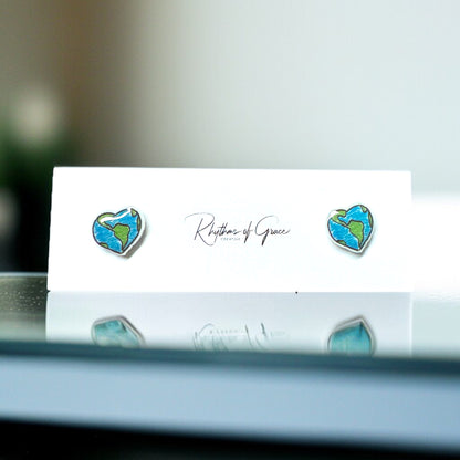Mother Earth Heart Earrings - Handmade with Love! 🌎