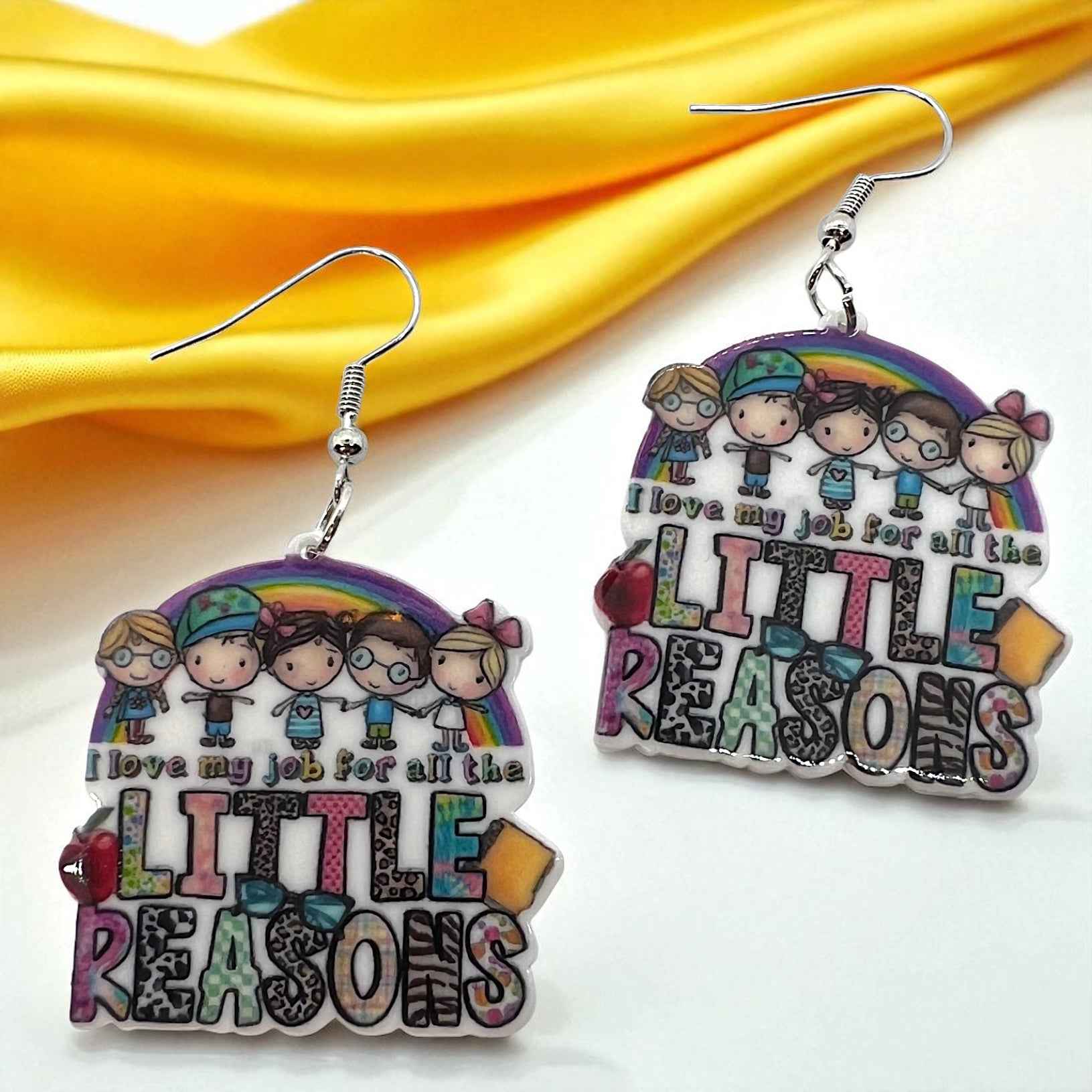 ABC’s & Sunshine: Colorful Daycare Teacher Earrings for Preschool Vibes