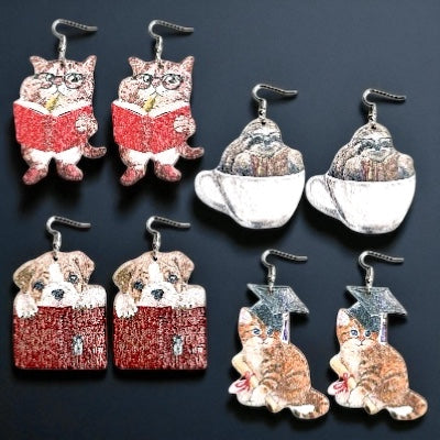 Back to School Animal Teacher Earrings – Cat, Dog, Sloth & Grad Designs | Fun Teacher Accessories - Rhythms of Grace Creative