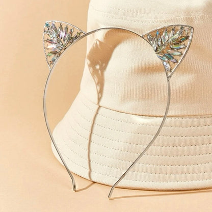 Rhinestone Cat Eats Headband - Rhinestone Headband, Rhinestone Headpiece, Cat Headpiece, Bachelorette Party, Bridal Shower - Rhythms of Grace Creative