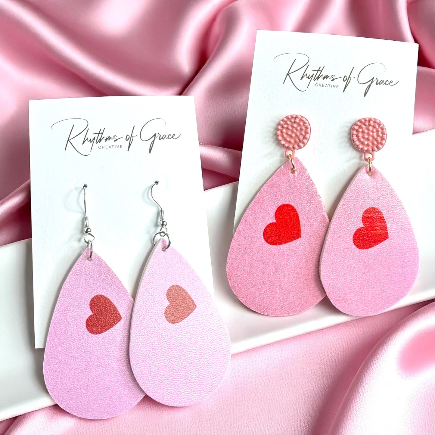 Teardrop Faux Leather Heart Earrings – Two Stunning Styles