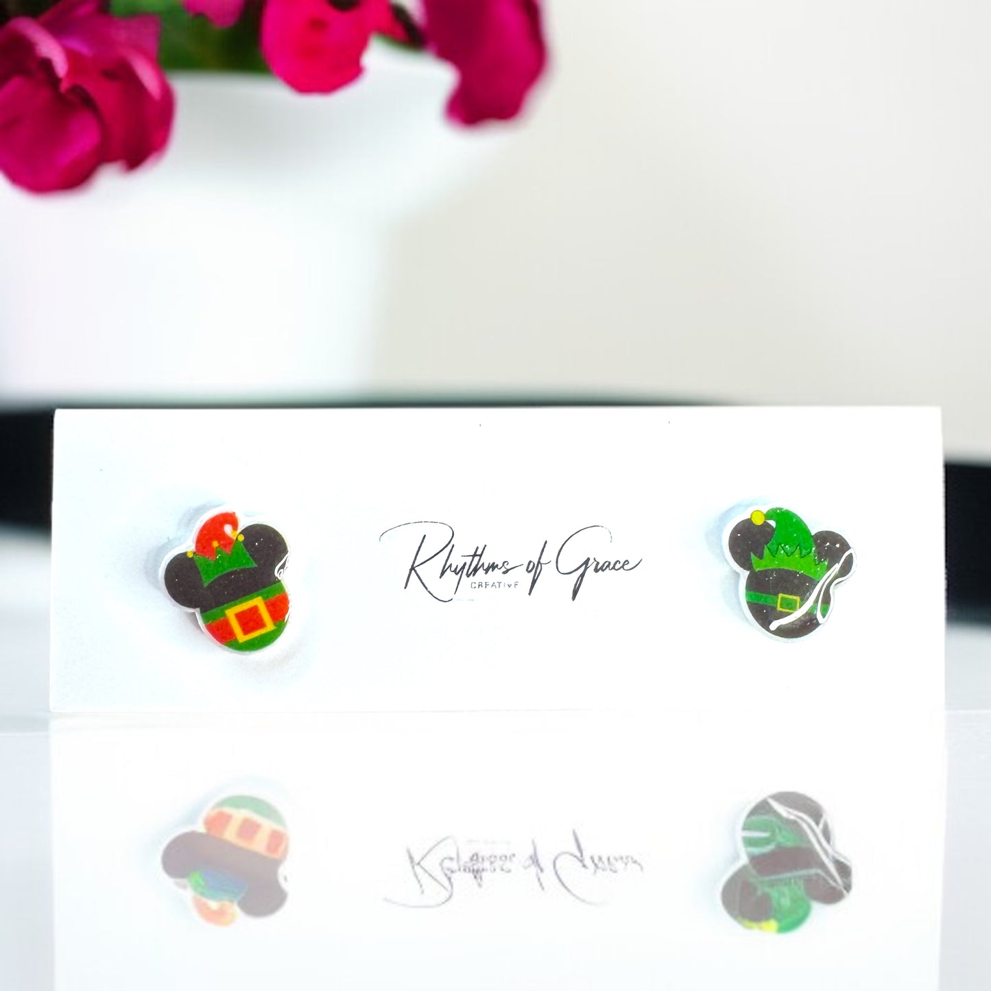 Festive Fun: Christmas Mouse Ears Stud Earrings - Perfect for Holiday Cheer!