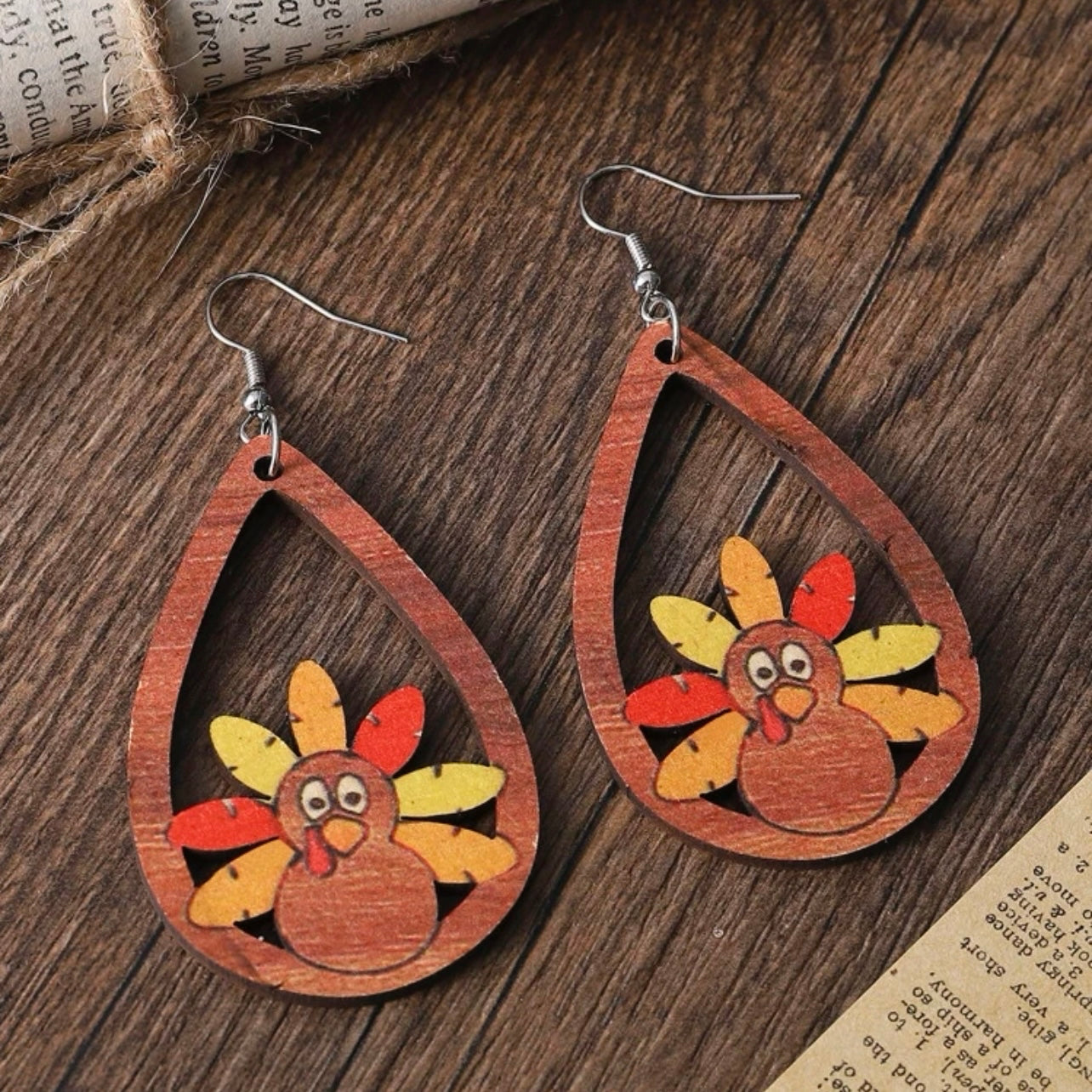 Turkey Earrings - Thanksgiving Earrings, Thanksgiving Accessories, Turkey Trot, Turkey Accessories - Rhythms of Grace Creative