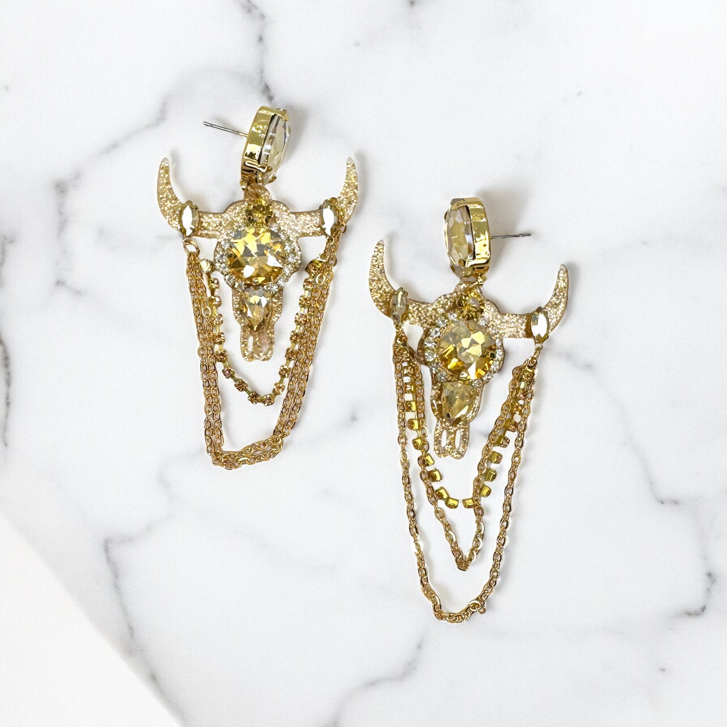 Stunning Western Inspired Rhinestone Dangle Earrings - Boho Jewelry Statement Piece