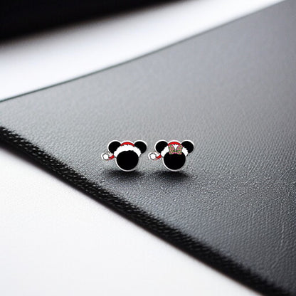 Festive Fun: Christmas Mouse Ears Stud Earrings - Perfect for Holiday Cheer!