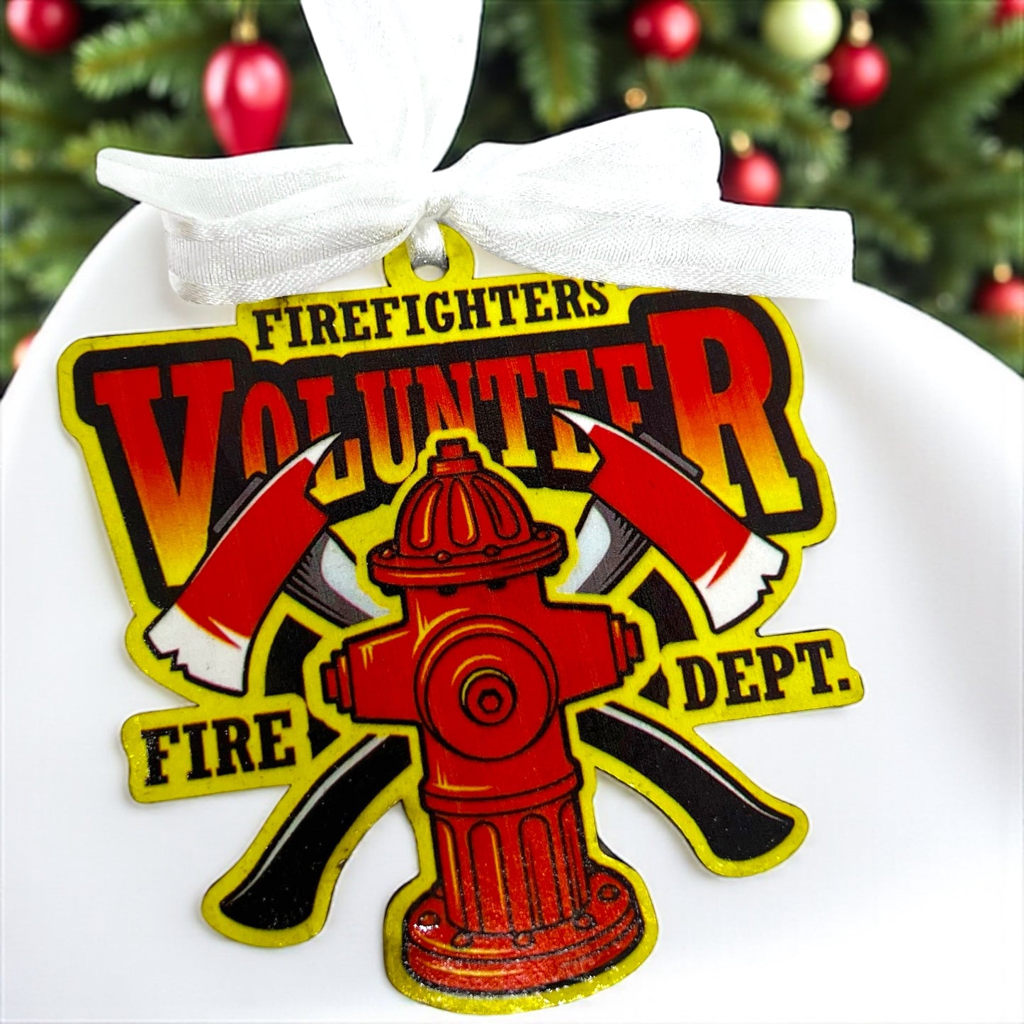 Firefighters Volunteer - Fire Dept Sublimation Ornament 
Ignite Your Holiday Spirit!