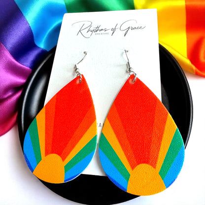 Colorful Vibes: Rainbow Teardrop Dangle Earrings for Every Festival & Everyday Adventure!