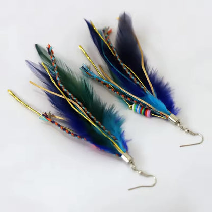 Colorful Boho Chic Feather & Beaded Tassel Dangle Earrings – Two Gorgeous Color Combos!