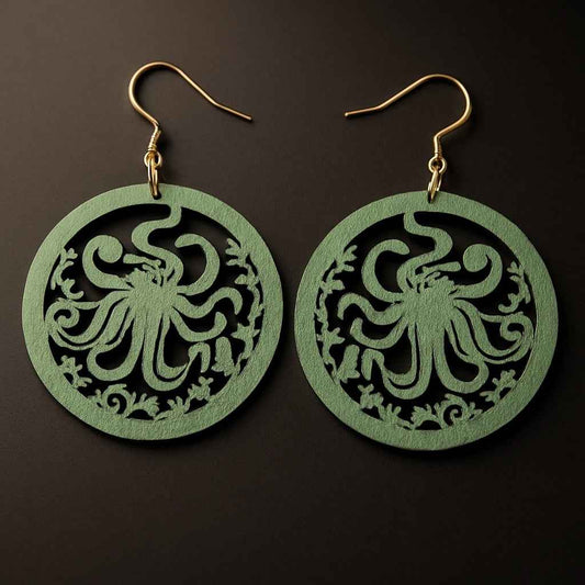 Catch the Waves: Handmade Green Octopus Earrings
