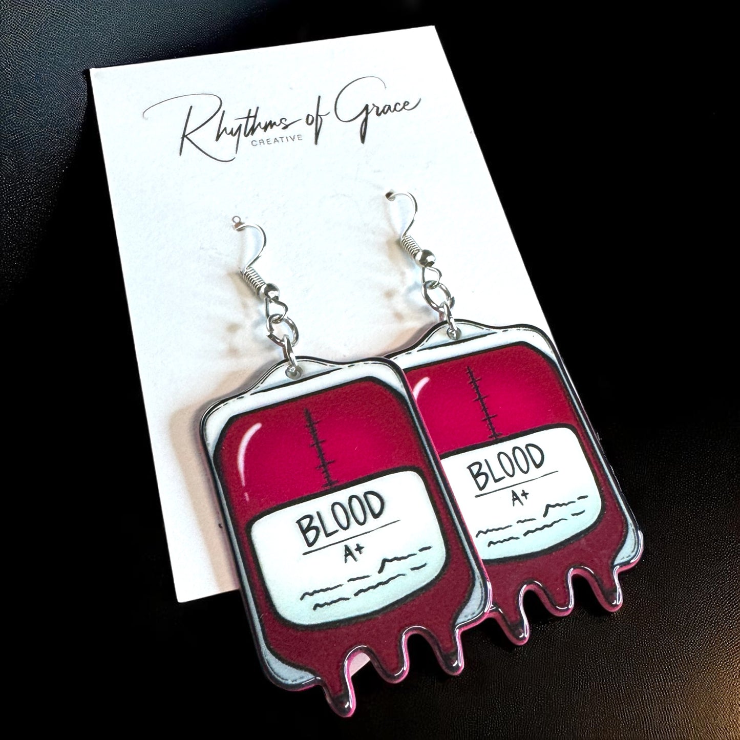 Blood Bag Dangle Earrings - Quirky and Unique Statement Jewelry for Medical Enthusiasts