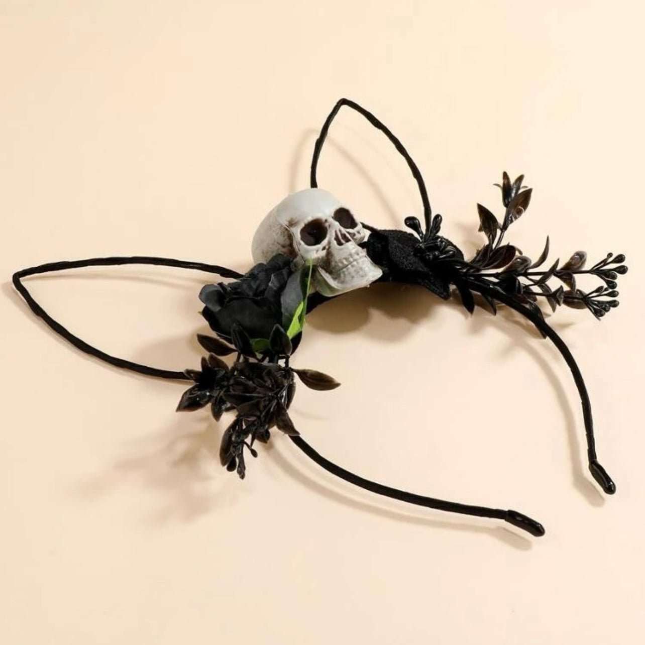 Halloween Headband - Handmade Headpiece, Halloween Headpiece, Skull Bow, Skull Headpiece - Rhythms of Grace Creative