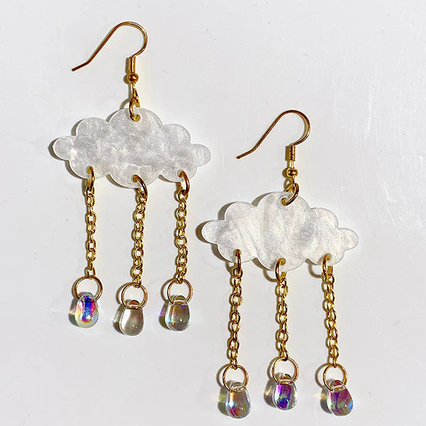 Sparkle in the Rain: Crystal Raindrop Cloud Earrings – Lightweight & Stunning!