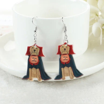 Halloween Dog Earrings - Halloween Earrings, Dog Costume, Hallowee, Halloween Earrings, Cape Costume, Trick or Treat - Rhythms of Grace Creative