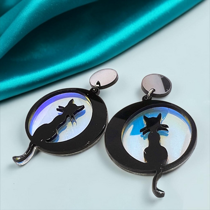 Enchant Your Look with Cat and Moon Earrings - Perfect for Halloween!