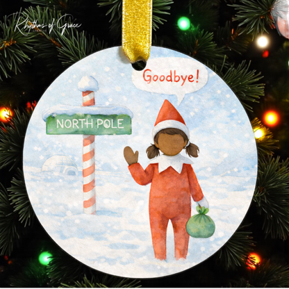 Elf Arrival & Departure Ornament – Two-Sided Elf on the Shelf Christmas Ornament