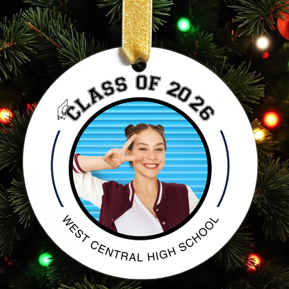 Class of 2026 Senior Photo Ornament | Personalized Christmas Keepsake