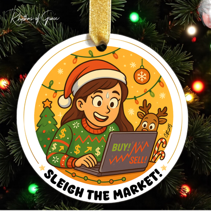 SLEIGH THE MARKET Ornament - For the Stock Market Whiz!