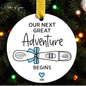 Pregnancy Announcement Ornament – Our Next Great Adventure Begins Baby Keepsake