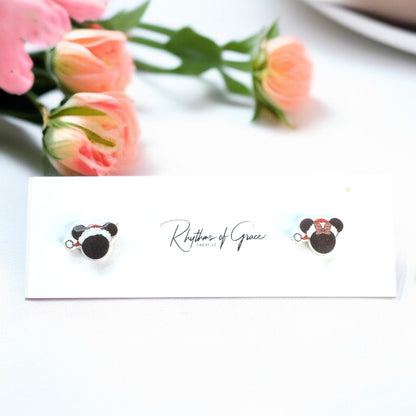 Festive Fun: Christmas Mouse Ears Stud Earrings - Perfect for Holiday Cheer!