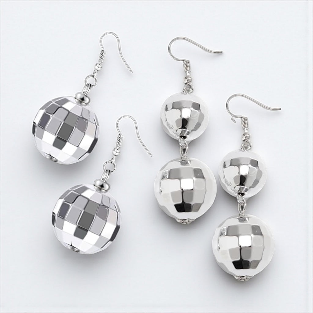 Drop It Like It’s Disco – Silver Ball Party Earrings - Rhythms of Grace Creative