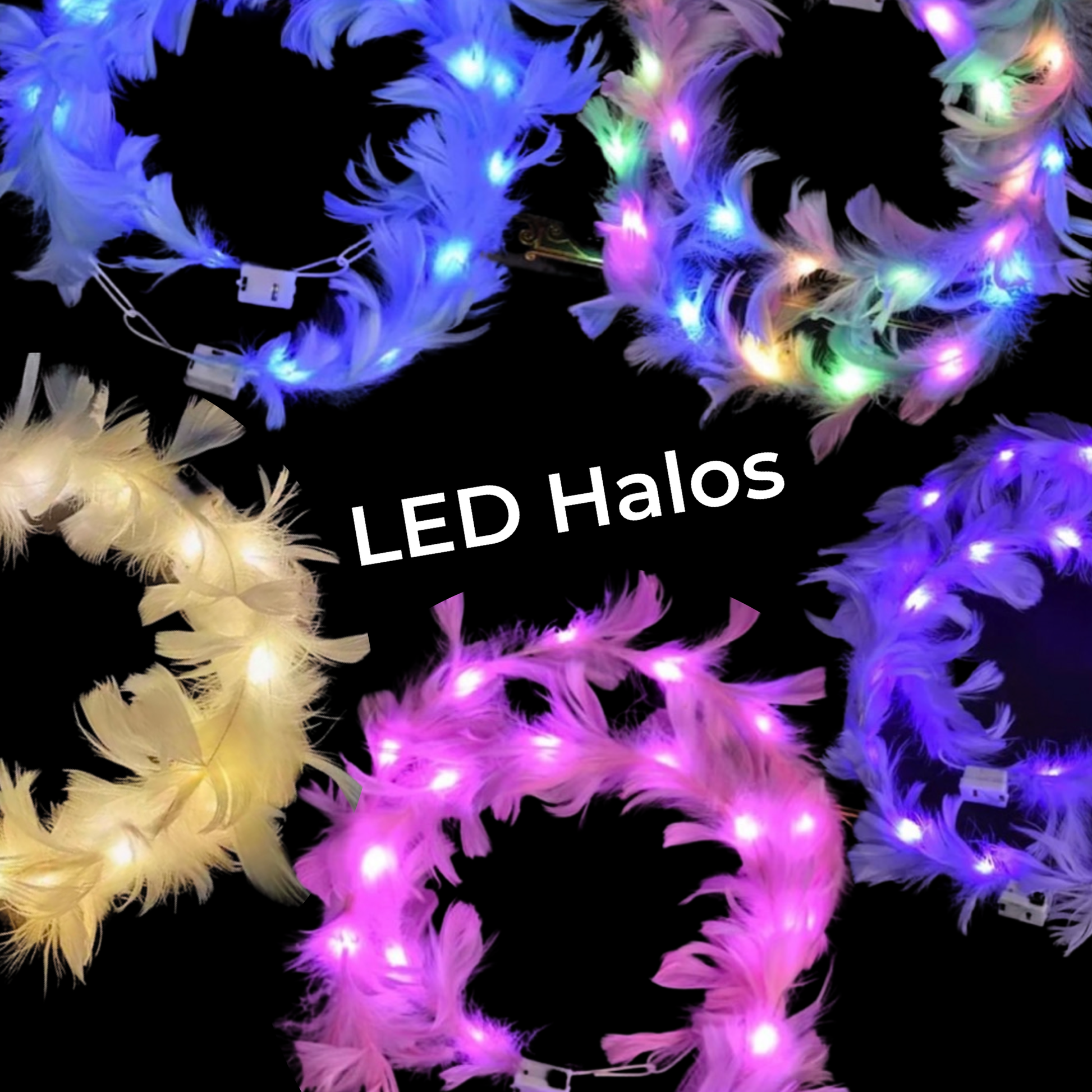 LED Goddess Headband - Light Up Feather Headpiece - Rhythms of Grace Creative