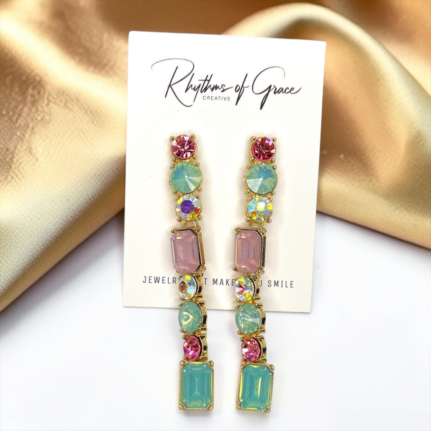 Pastel Dreams: Dazzling Rhinestone Dangle Earrings for Every Occasion!