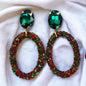 Glitter Christmas Earrings - Christmas Jewelry, Handmade Earrings, Red and Green Earrings, Christmas Earrings, Red Rhinestones, Green Jewels - Rhythms of Grace Creative