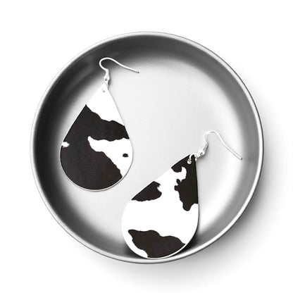 Stylishly Chic Cow Print Teardrop Earrings – Perfect for Everyday