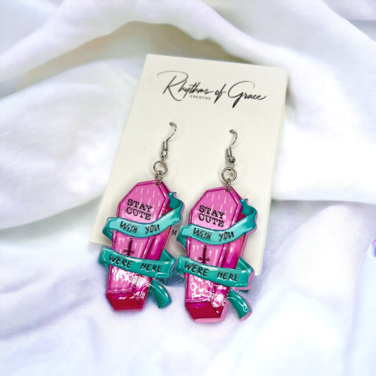 Tombstone Earrings - Halloween Earrings, Coffin Earrings, Halloween Accessories, Halloween Earrings, Undertaker Earrings, Halloween Accessories - Rhythms of Grace Creative