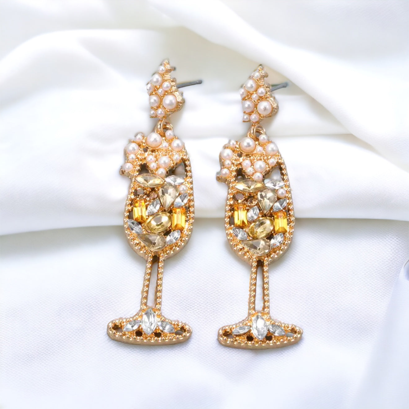 Champagne Earrings - Wine Glass, Gold Champagne, Champagne Bottle, Wine Earrings, Wine Jewelry, Poppin Bottles, Wine Accessories