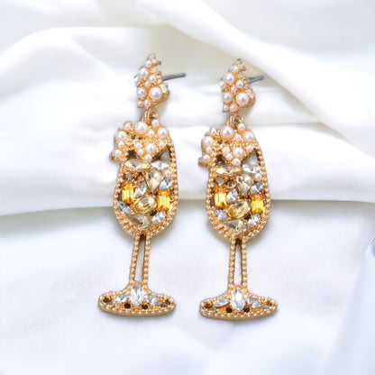 Champagne Earrings - Wine Glass, Gold Champagne, Champagne Bottle, Wine Earrings, Wine Jewelry, Poppin Bottles, Wine Accessories