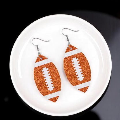 Score Big with Sparkle! Glitter Football Dangle Earrings 🏈