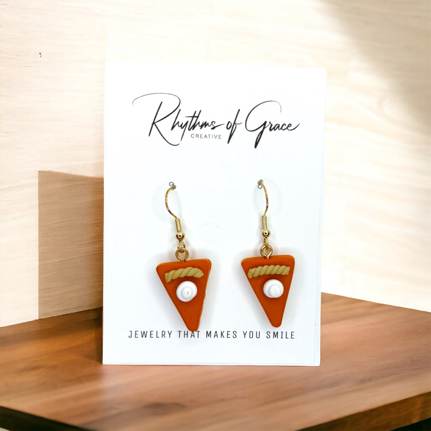 Pumpkin Pie Earrings - Thanksgiving Earrings, Thanksgiving Accessories, Turkey Trot, Thanksgiving Turkey Earrings - Rhythms of Grace Creative