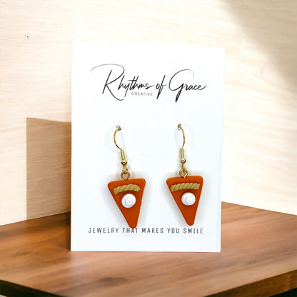 Pumpkin Pie Earrings - Thanksgiving Earrings, Thanksgiving Accessories, Turkey Trot, Thanksgiving Turkey Earrings - Rhythms of Grace Creative