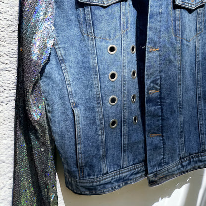 Eras Tour Ready: Dazzling Upcycled Se7en Jacket with Chic Design! Oversized Medium