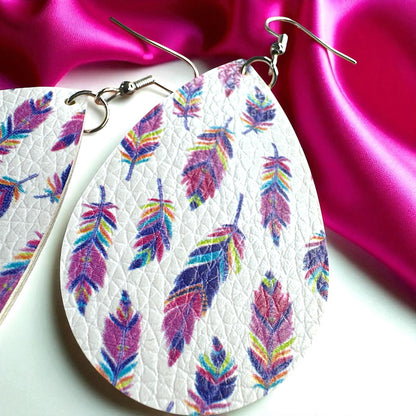 Colorful Feather Teardrop Earrings – Bold, Bright & Totally Fun!