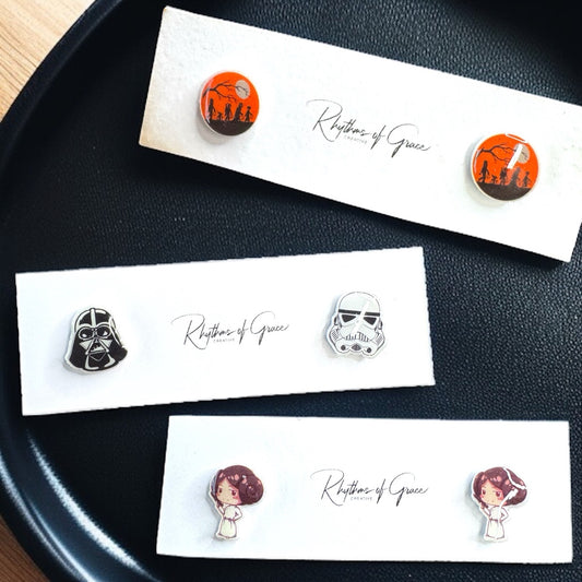 Cosmic Chic: Star Wars Stud Earrings for Every Jedi and Princess!