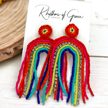 Beaded Rainbow Earrings - Celebrate Love & Joy! 🌈