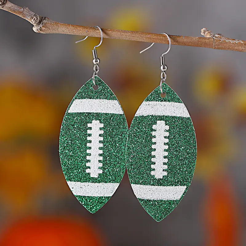 Score Big with Sparkle! Glitter Football Dangle Earrings 🏈