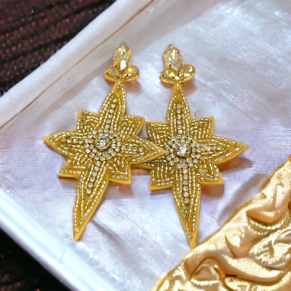 Gold Sparkle Earrings - Gold Beaded, Gold Earrings, Handmade Earrings, Beaded Earrings, Gold Accessories - Rhythms of Grace Creative