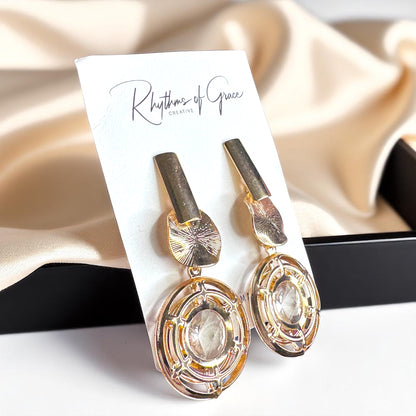 Shine On! Gold & Glass Dangle Earrings - Stunning Statement Jewelry