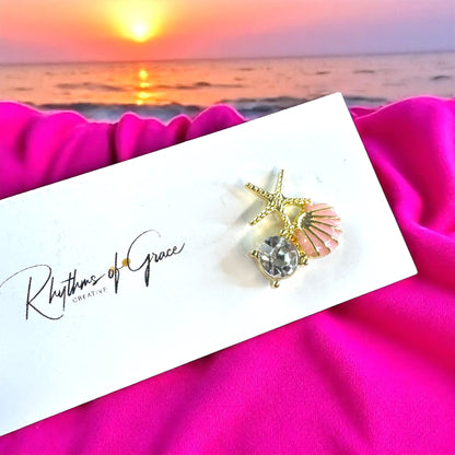 Seashell Sparkle: Pearl & Rhinestone Starfish Studs for Ocean Lovers!