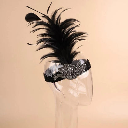 Flapper Headband - Handmade Headpiece, Sequin and Feather Headpiece, Sequin Headband, Feather Headpiece - Rhythms of Grace Creative