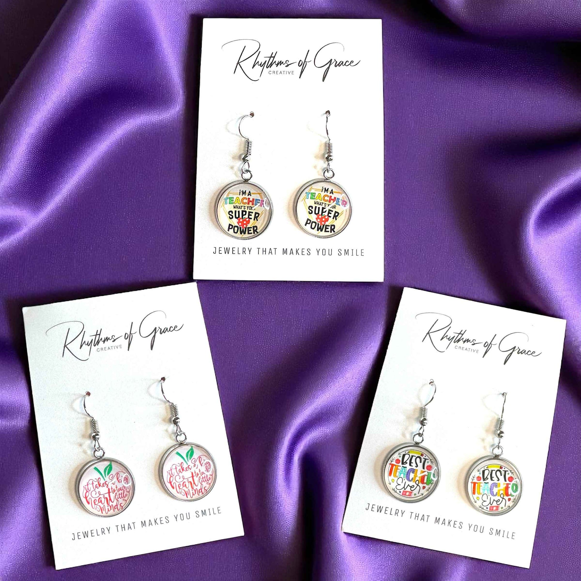 Inspire & Shine with Teacher Cabochon Dangle Earrings!