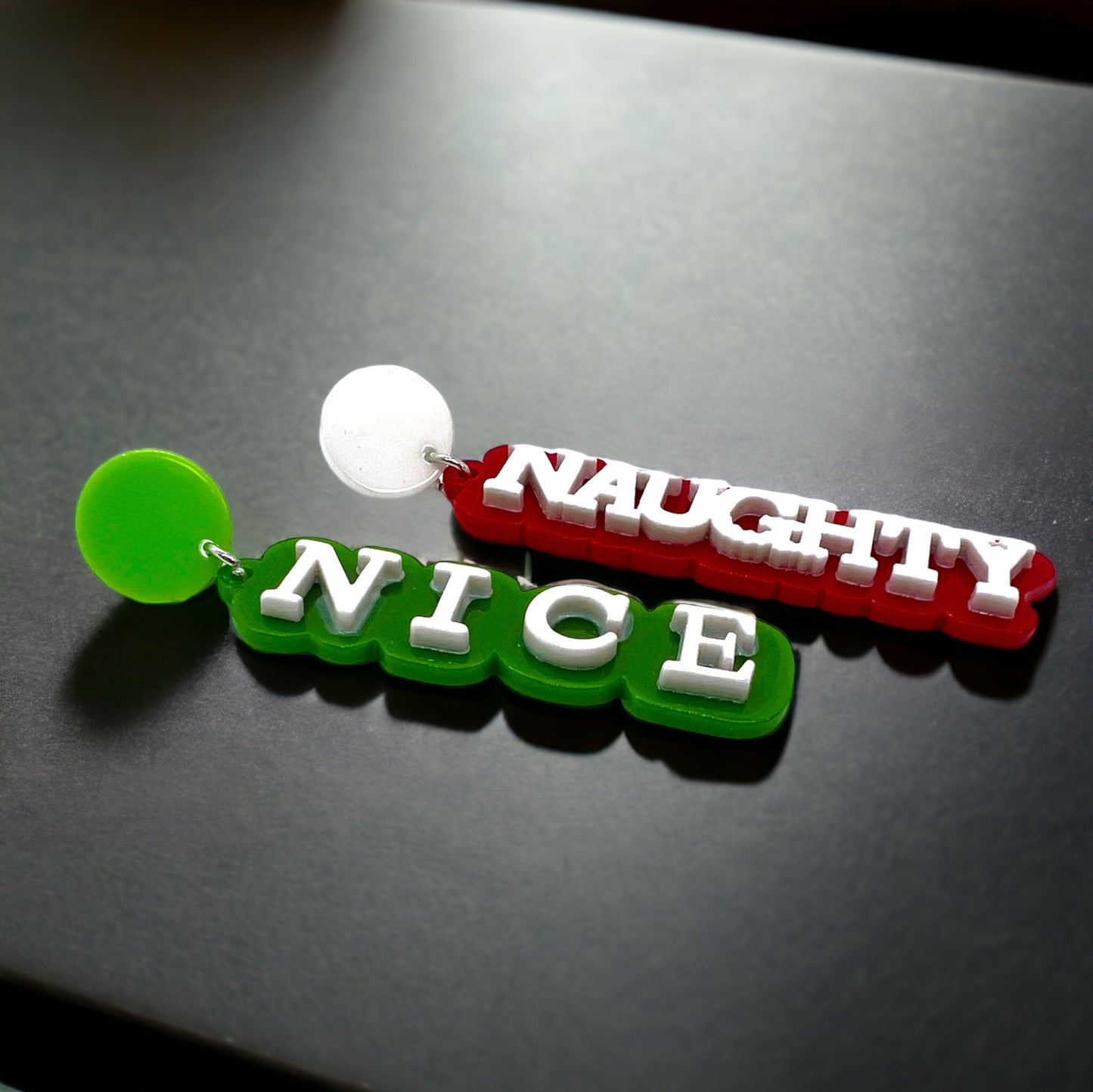 Christmas Earrings - Naughty or Nice, Red and Green Earrings - Rhythms of Grace Creative