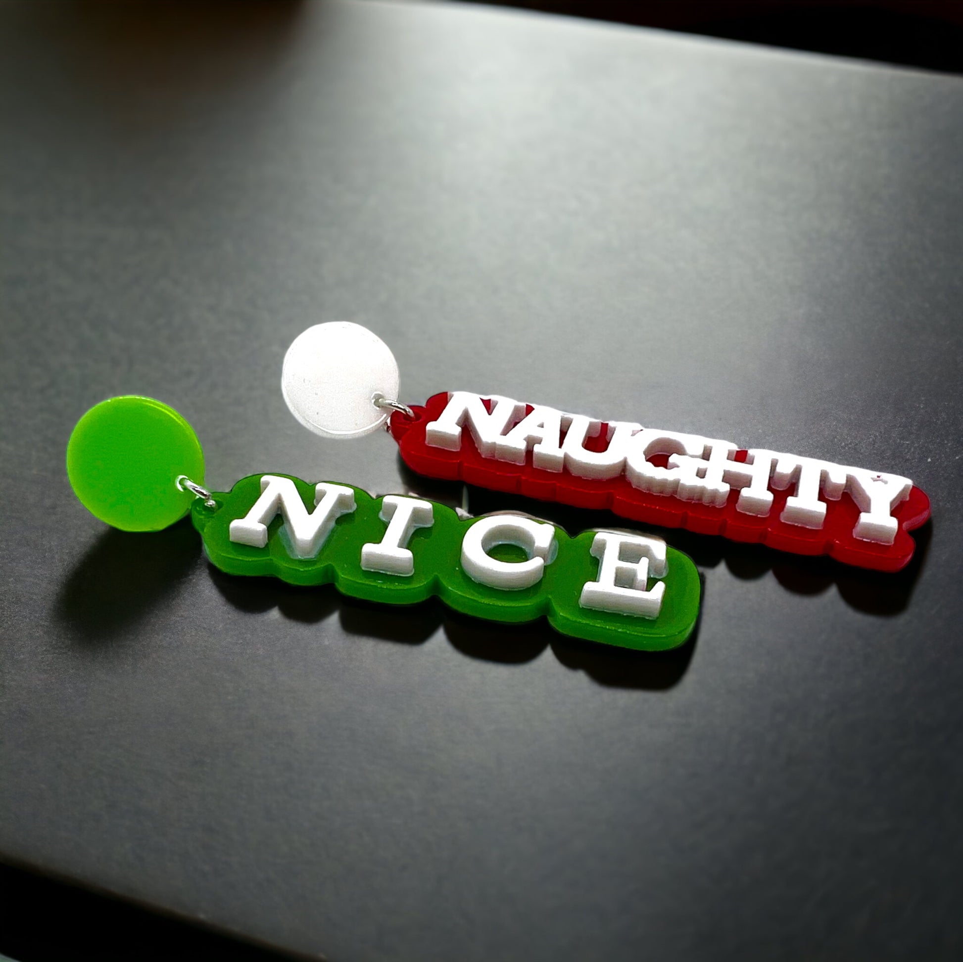 Christmas Earrings - Naughty or Nice, Red and Green Earrings - Rhythms of Grace Creative