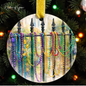 Watercolor Mardi Gras Bead Fence Ornament | New Orleans Carnival Custom Keepsake